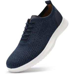 imageVILOCY Mens Casual Dress Oxfords Shoes Knit Lightweight Breathable Fashion Sneaker02mix Blue