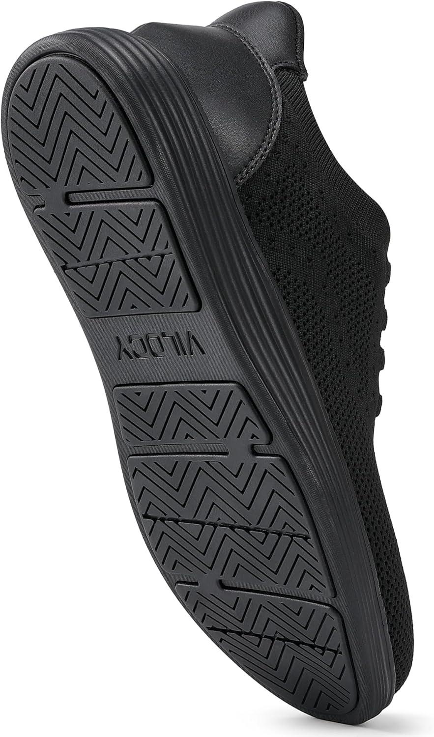 imageVILOCY Mens Slip on Casual Dress Tennis Walking Shoes Ease in Laceless Fashion Sneakers Breeze Business OxfordsAll Black