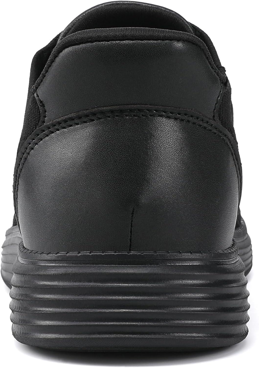 imageVILOCY Mens Slip on Casual Dress Tennis Walking Shoes Ease in Laceless Fashion Sneakers Breeze Business OxfordsAll Black