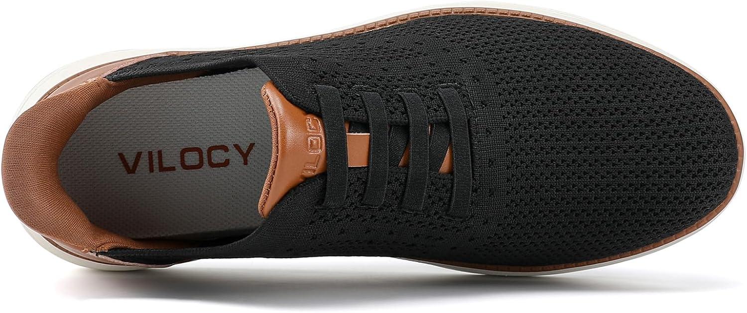 imageVILOCY Mens Slip on Casual Dress Tennis Walking Shoes Ease in Laceless Fashion Sneakers Breeze Business OxfordsBlack