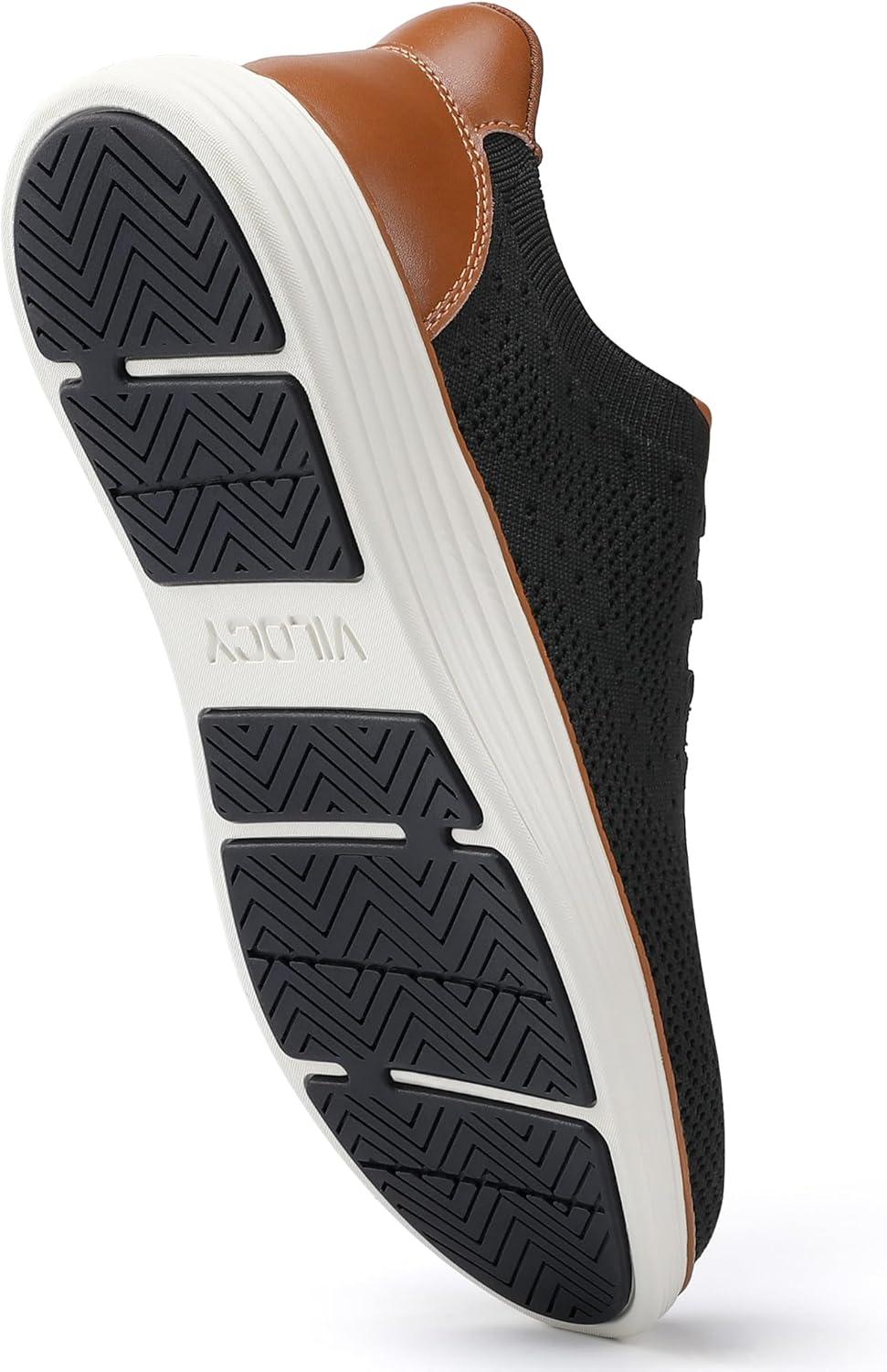 imageVILOCY Mens Slip on Casual Dress Tennis Walking Shoes Ease in Laceless Fashion Sneakers Breeze Business OxfordsBlack