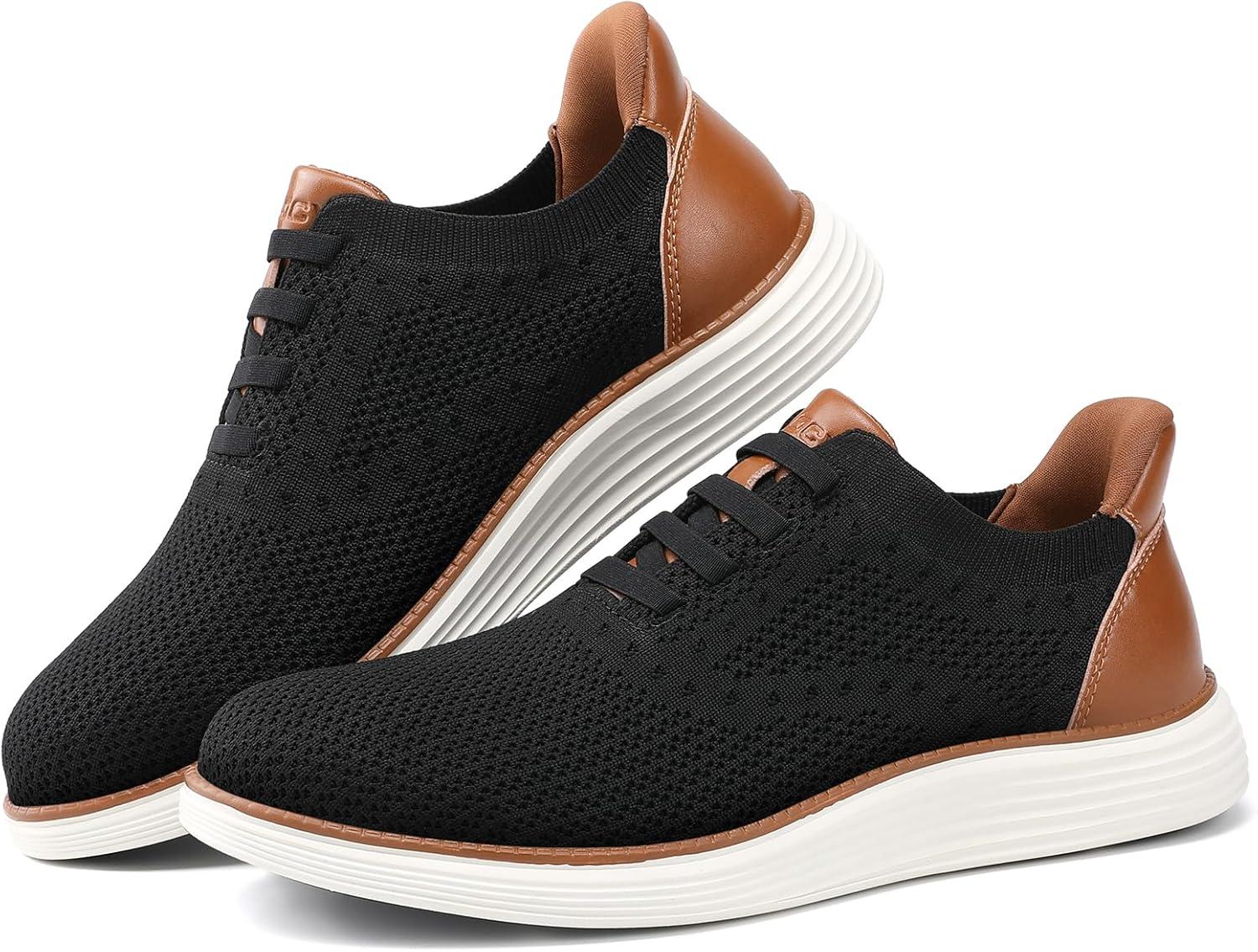 imageVILOCY Mens Slip on Casual Dress Tennis Walking Shoes Ease in Laceless Fashion Sneakers Breeze Business OxfordsBlack