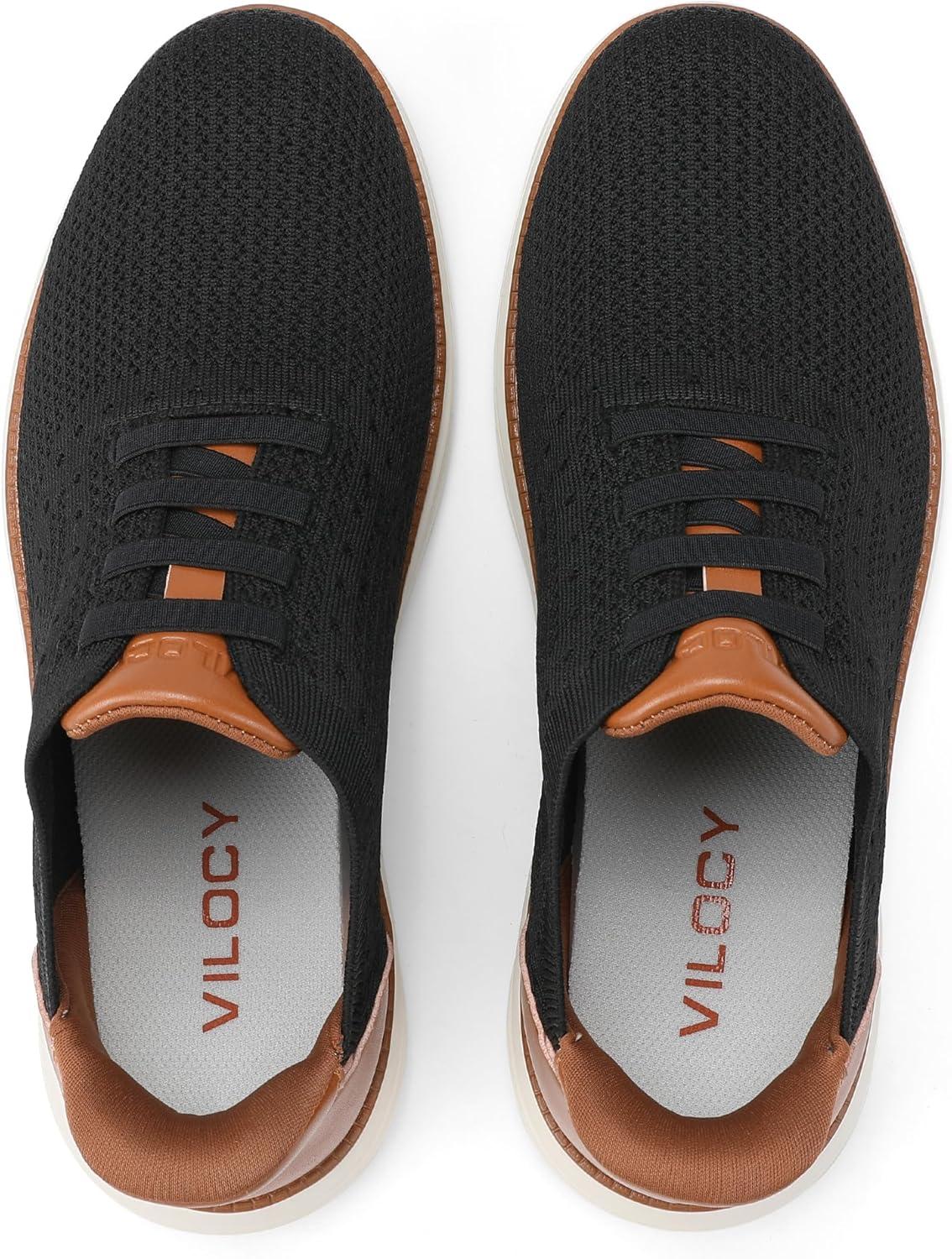 imageVILOCY Mens Slip on Casual Dress Tennis Walking Shoes Ease in Laceless Fashion Sneakers Breeze Business OxfordsBlack