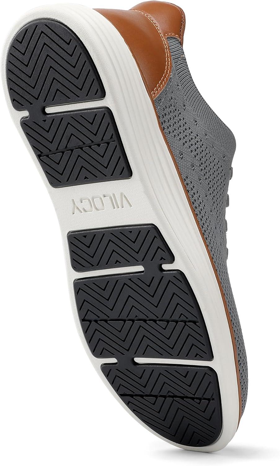 imageVILOCY Mens Slip on Casual Dress Tennis Walking Shoes Ease in Laceless Fashion Sneakers Breeze Business OxfordsGrey