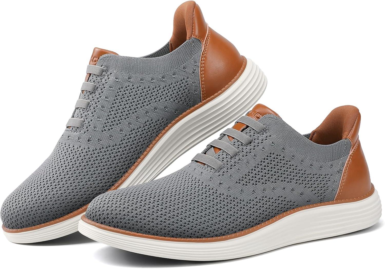 imageVILOCY Mens Slip on Casual Dress Tennis Walking Shoes Ease in Laceless Fashion Sneakers Breeze Business OxfordsGrey