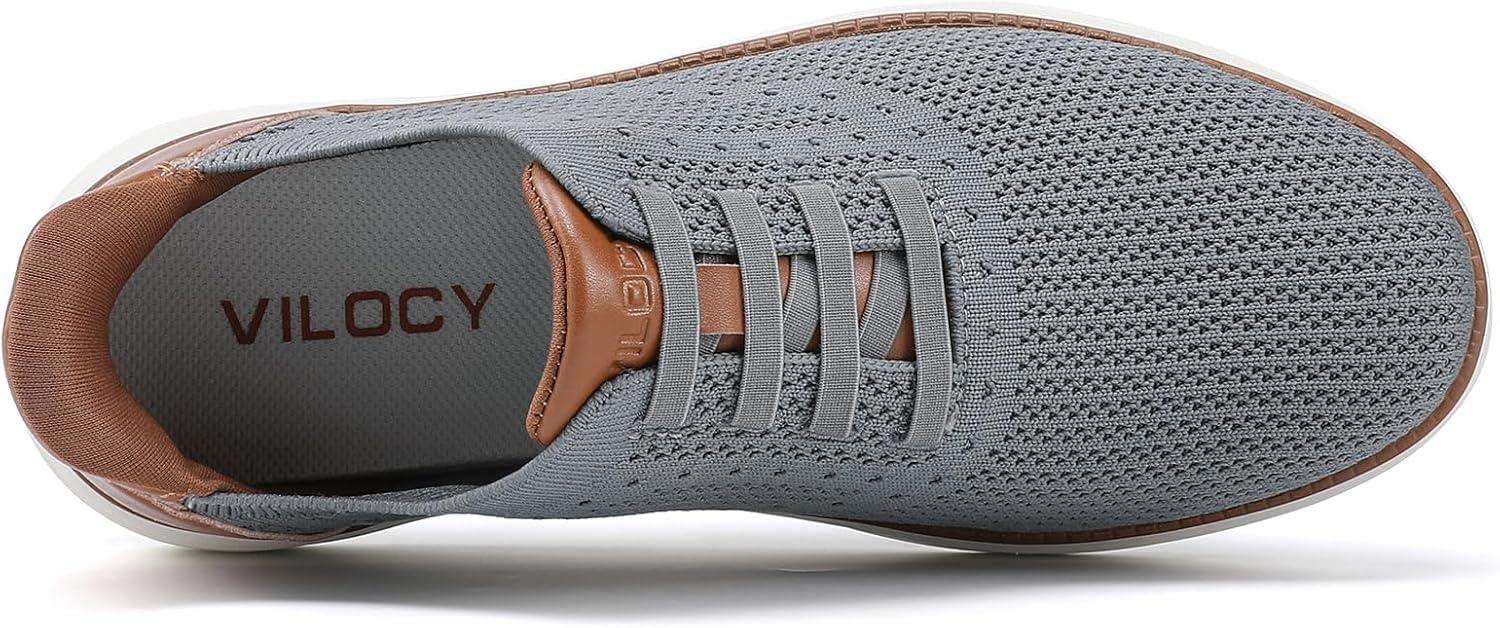 imageVILOCY Mens Slip on Casual Dress Tennis Walking Shoes Ease in Laceless Fashion Sneakers Breeze Business OxfordsGrey