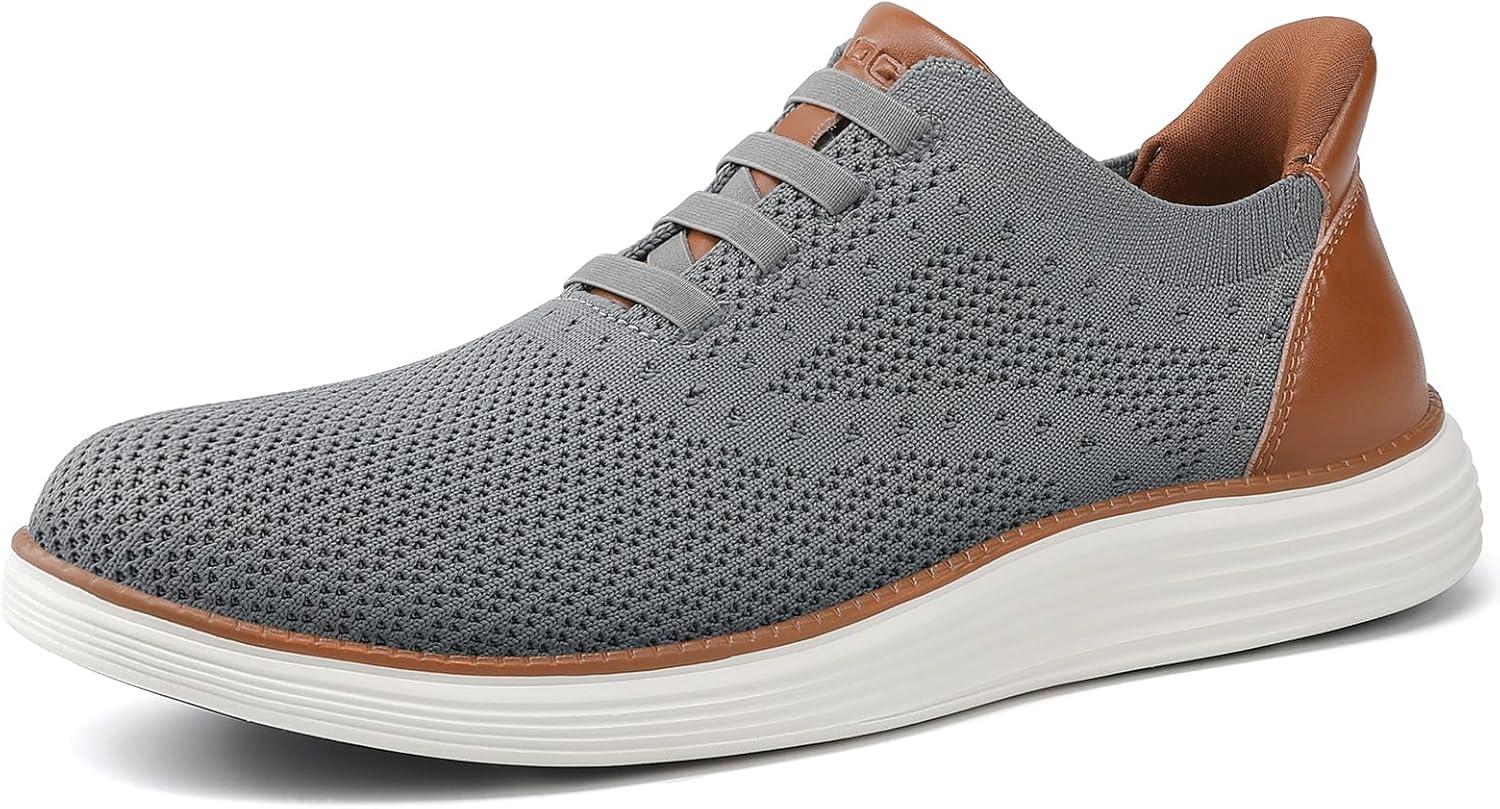 imageVILOCY Mens Slip on Casual Dress Tennis Walking Shoes Ease in Laceless Fashion Sneakers Breeze Business OxfordsGrey