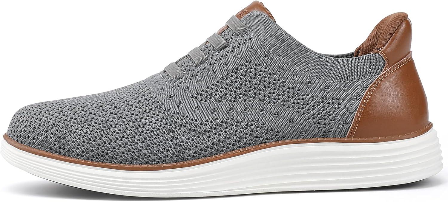 imageVILOCY Mens Slip on Casual Dress Tennis Walking Shoes Ease in Laceless Fashion Sneakers Breeze Business OxfordsGrey