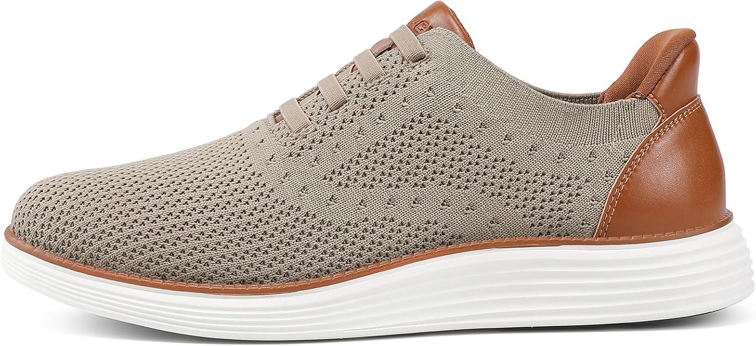 imageVILOCY Mens Slip on Casual Dress Tennis Walking Shoes Ease in Laceless Fashion Sneakers Breeze Business OxfordsKhaki