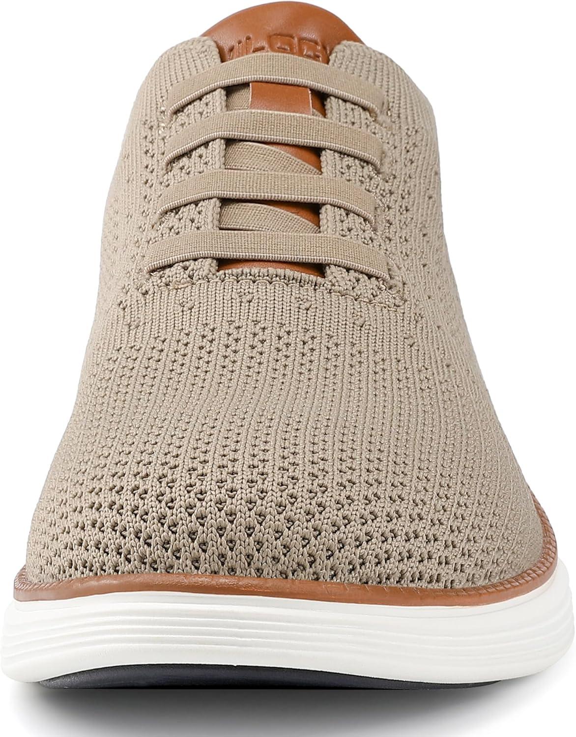 imageVILOCY Mens Slip on Casual Dress Tennis Walking Shoes Ease in Laceless Fashion Sneakers Breeze Business OxfordsKhaki