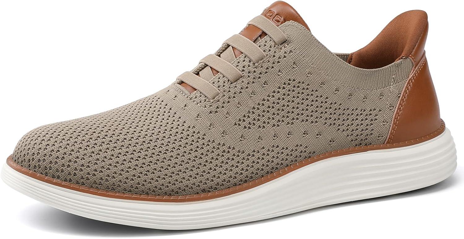 imageVILOCY Mens Slip on Casual Dress Tennis Walking Shoes Ease in Laceless Fashion Sneakers Breeze Business OxfordsKhaki