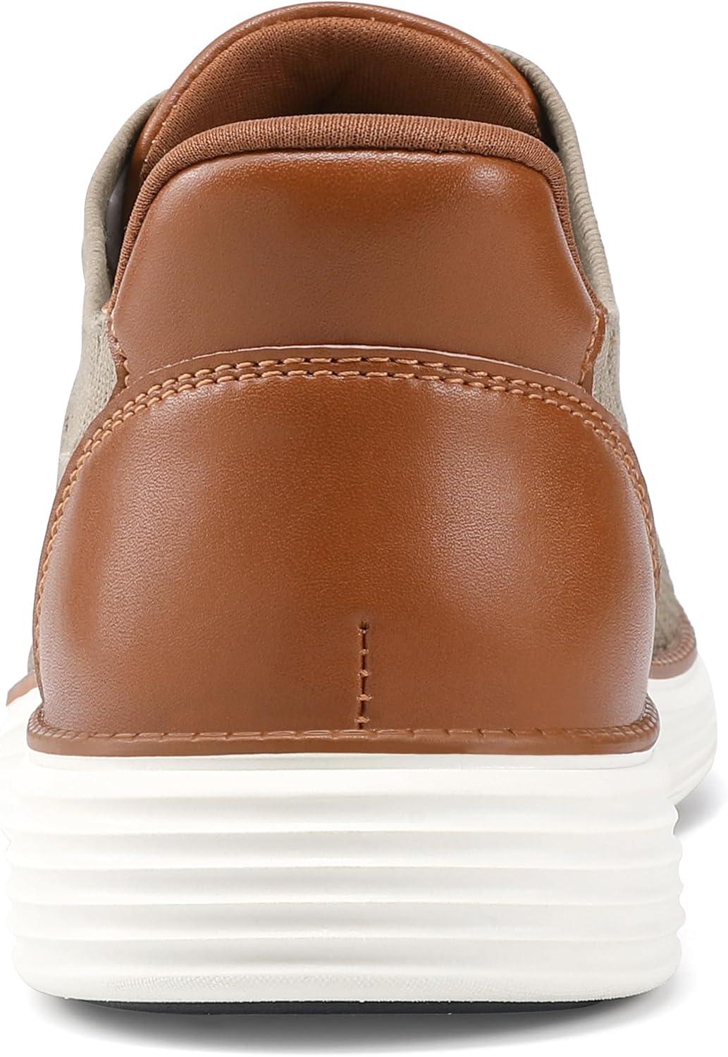 imageVILOCY Mens Slip on Casual Dress Tennis Walking Shoes Ease in Laceless Fashion Sneakers Breeze Business OxfordsKhaki