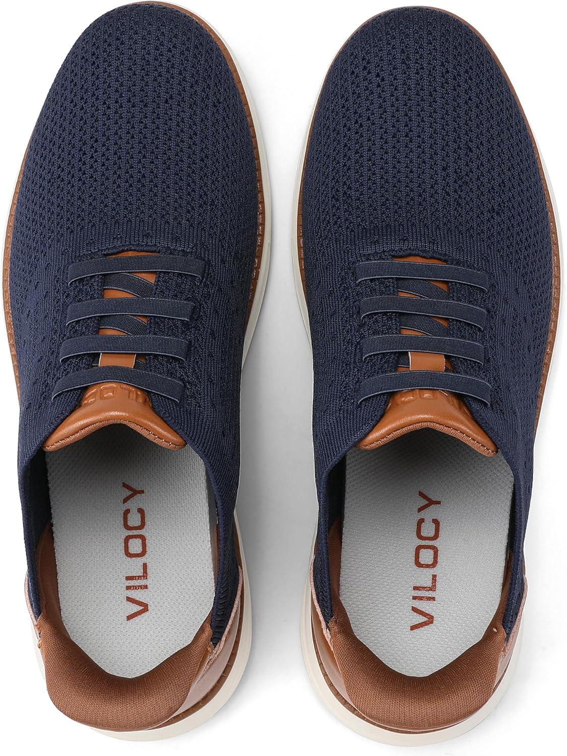 imageVILOCY Mens Slip on Casual Dress Tennis Walking Shoes Ease in Laceless Fashion Sneakers Breeze Business OxfordsNavy