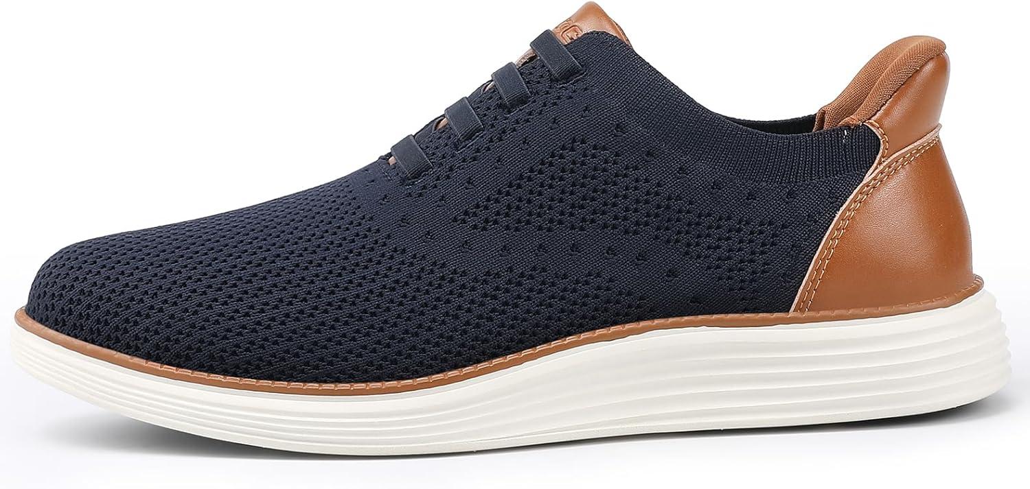 imageVILOCY Mens Slip on Casual Dress Tennis Walking Shoes Ease in Laceless Fashion Sneakers Breeze Business OxfordsNavy