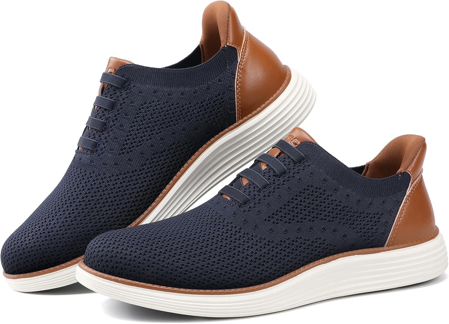 imageVILOCY Mens Slip on Casual Dress Tennis Walking Shoes Ease in Laceless Fashion Sneakers Breeze Business OxfordsNavy