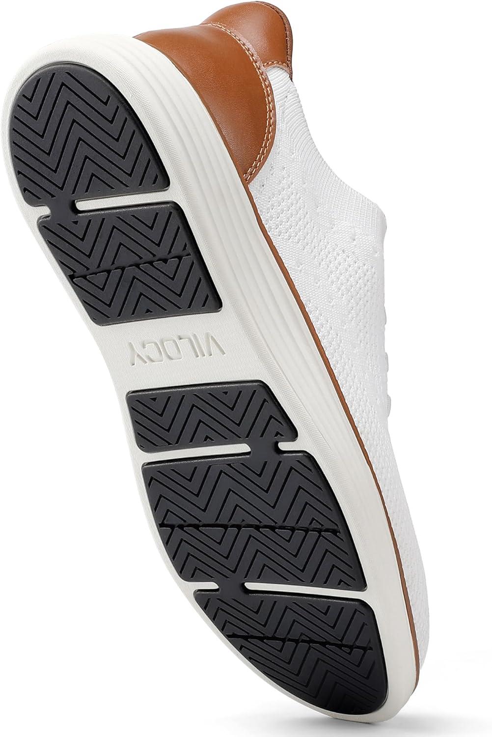 imageVILOCY Mens Slip on Casual Dress Tennis Walking Shoes Ease in Laceless Fashion Sneakers Breeze Business OxfordsWhite