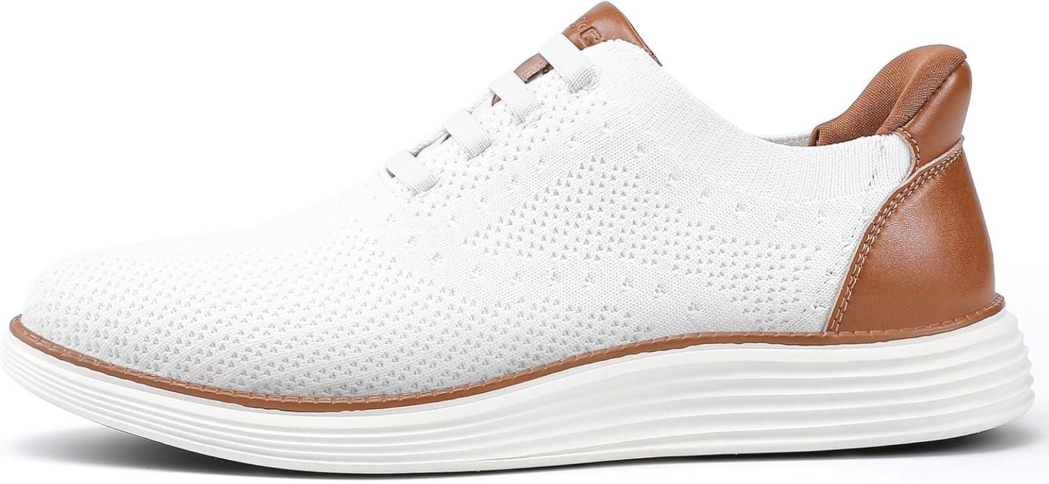 imageVILOCY Mens Slip on Casual Dress Tennis Walking Shoes Ease in Laceless Fashion Sneakers Breeze Business OxfordsWhite