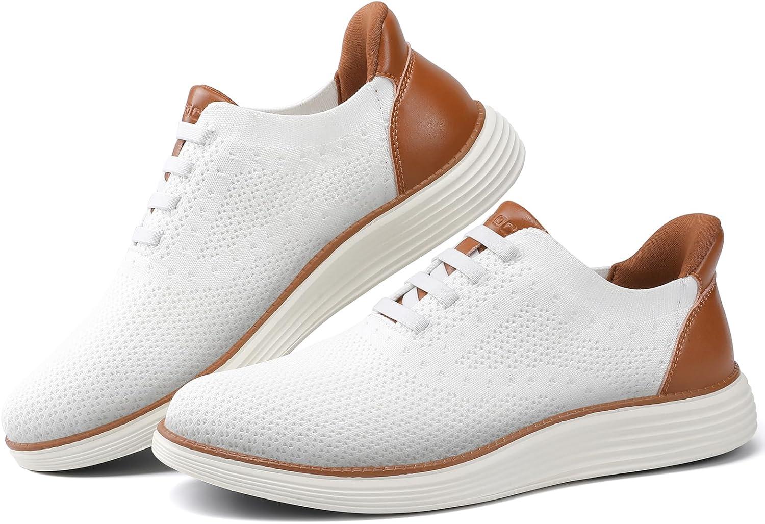 imageVILOCY Mens Slip on Casual Dress Tennis Walking Shoes Ease in Laceless Fashion Sneakers Breeze Business OxfordsWhite