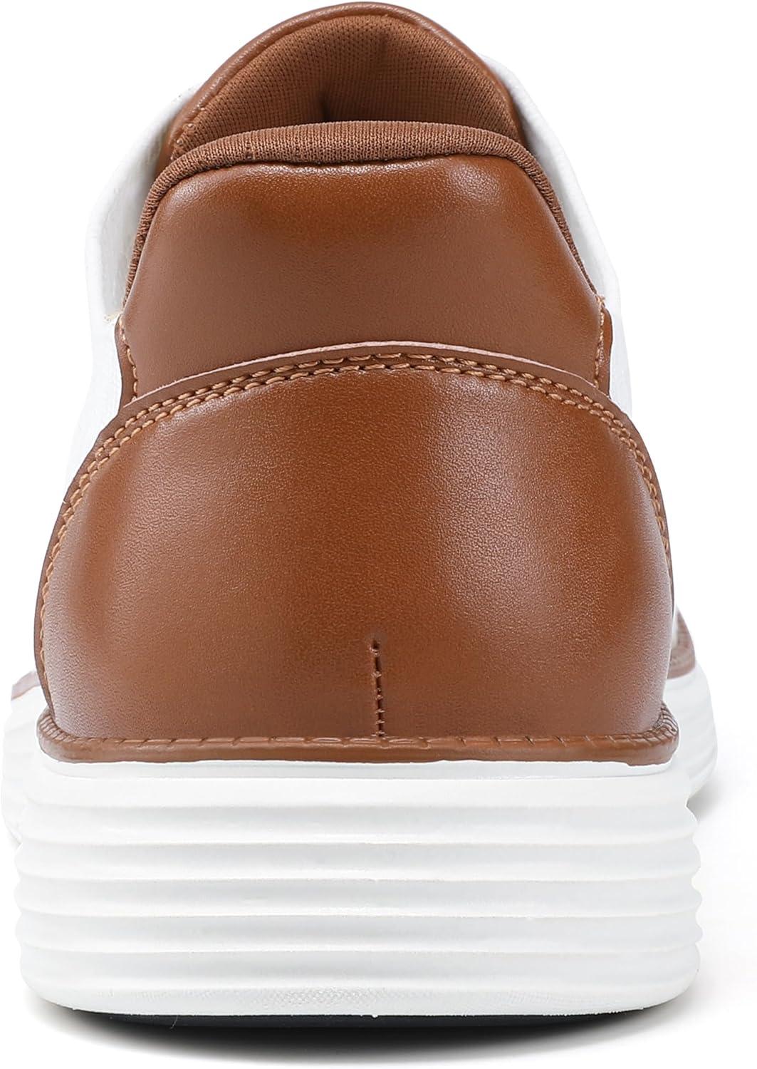 imageVILOCY Mens Slip on Casual Dress Tennis Walking Shoes Ease in Laceless Fashion Sneakers Breeze Business OxfordsWhite