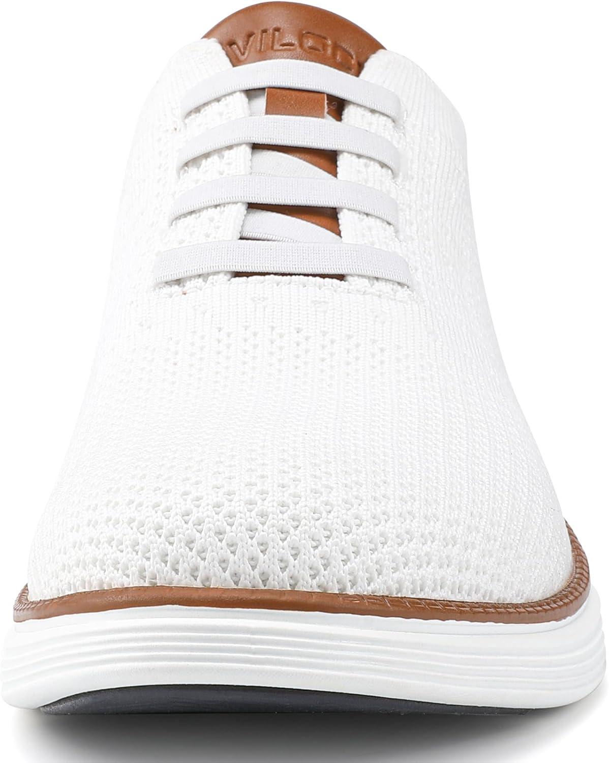 imageVILOCY Mens Slip on Casual Dress Tennis Walking Shoes Ease in Laceless Fashion Sneakers Breeze Business OxfordsWhite