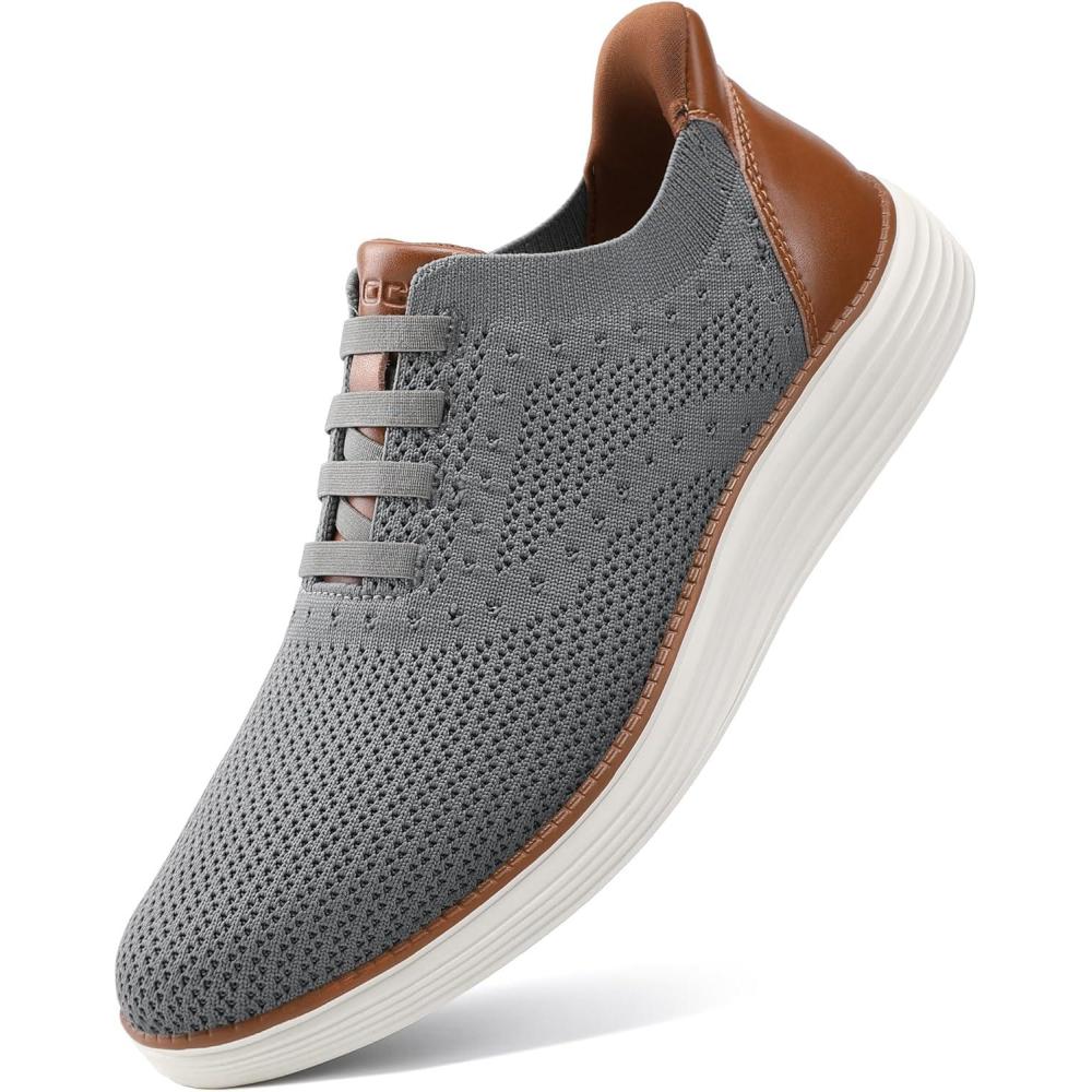 imageVILOCY Mens Slip on Casual Dress Tennis Walking Shoes Ease in Laceless Fashion Sneakers Breeze Business OxfordsGrey