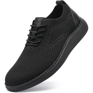 image:imageVILOCY Mens Casual Dress Sneakers Tennis Walking Shoes  LaceUp Breathable Lightweight Comfortable Office Knit Mesh Oxfords WorkampWeekend ShoesAll Black