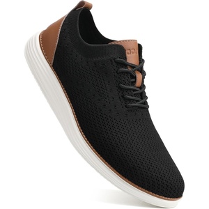 image:imageVILOCY Mens Casual Dress Sneakers Tennis Walking Shoes  LaceUp Breathable Lightweight Comfortable Office Knit Mesh Oxfords WorkampWeekend ShoesBlack