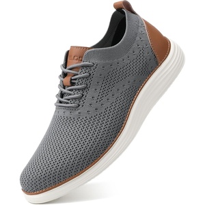 image:imageVILOCY Mens Casual Dress Sneakers Tennis Walking Shoes  LaceUp Breathable Lightweight Comfortable Office Knit Mesh Oxfords WorkampWeekend ShoesGrey