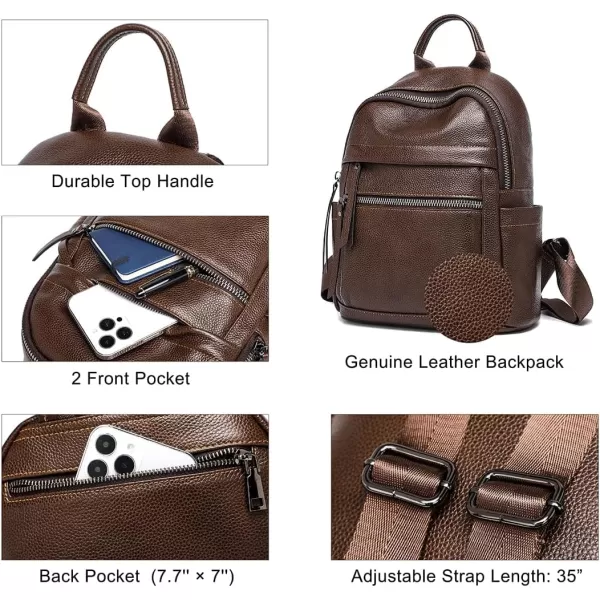 COOLCY Genuine Leather Backpack Purse for Women Multi-functional Elegant Daypack for ladies  Small