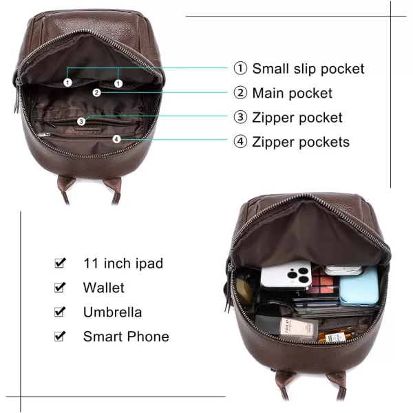 COOLCY Genuine Leather Backpack Purse for Women Multi-functional Elegant Daypack for ladies  Small