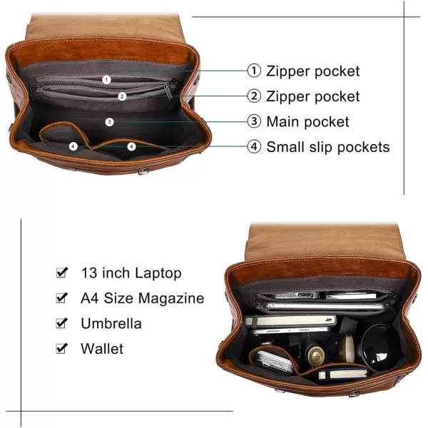 COOLCY Genuine Leather Backpack Purse for Women Vintage Rucksack Retro Daypack 