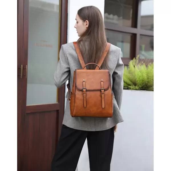 COOLCY Genuine Leather Backpack Purse for Women Vintage Rucksack Retro Daypack 