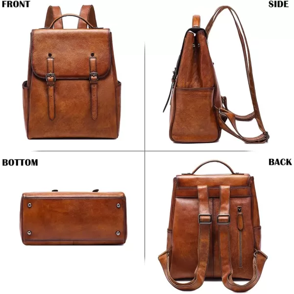 COOLCY Genuine Leather Backpack Purse for Women Vintage Rucksack Retro Daypack 