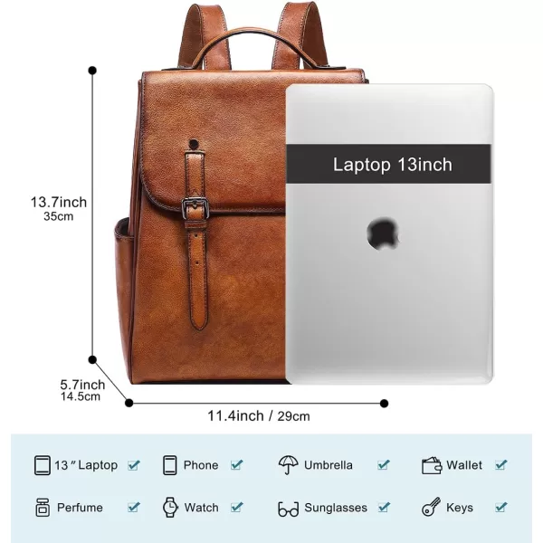 COOLCY Genuine Leather Backpack Purse for Women Vintage Rucksack Retro Daypack 