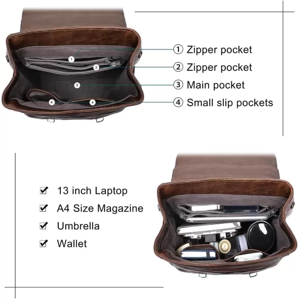 COOLCY Genuine Leather Backpack Purse for Women Vintage Rucksack Retro Daypack 