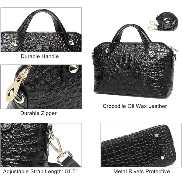 COOLCY Genuine Leather Purses for Women Crocodile Crossbody Small Satchel Bag Designer Shoulder Handbags for Ladies