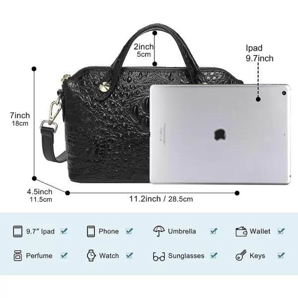 COOLCY Genuine Leather Purses for Women Crocodile Crossbody Small Satchel Bag Designer Shoulder Handbags for Ladies