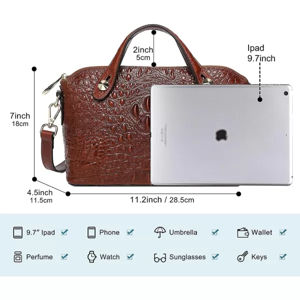 COOLCY Genuine Leather Purses for Women Crocodile Crossbody Small Satchel Bag Designer Shoulder Handbags for Ladies