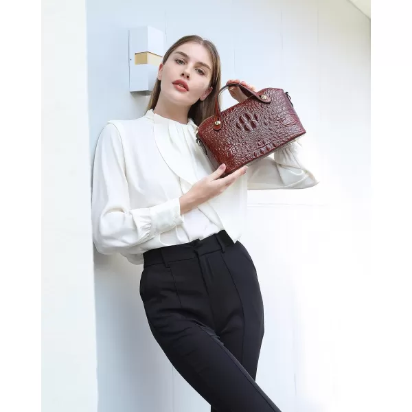 COOLCY Genuine Leather Purses for Women Crocodile Crossbody Small Satchel Bag Designer Shoulder Handbags for Ladies