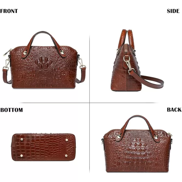 COOLCY Genuine Leather Purses for Women Crocodile Crossbody Small Satchel Bag Designer Shoulder Handbags for Ladies