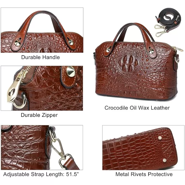 COOLCY Genuine Leather Purses for Women Crocodile Crossbody Small Satchel Bag Designer Shoulder Handbags for Ladies