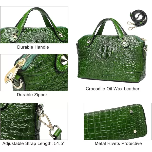 COOLCY Genuine Leather Purses for Women Crocodile Crossbody Small Satchel Bag Designer Shoulder Handbags for Ladies