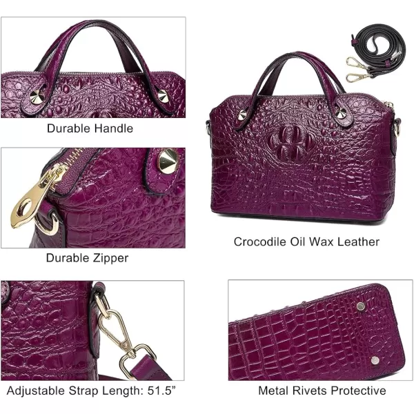 COOLCY Genuine Leather Purses for Women Crocodile Crossbody Small Satchel Bag Designer Shoulder Handbags for Ladies