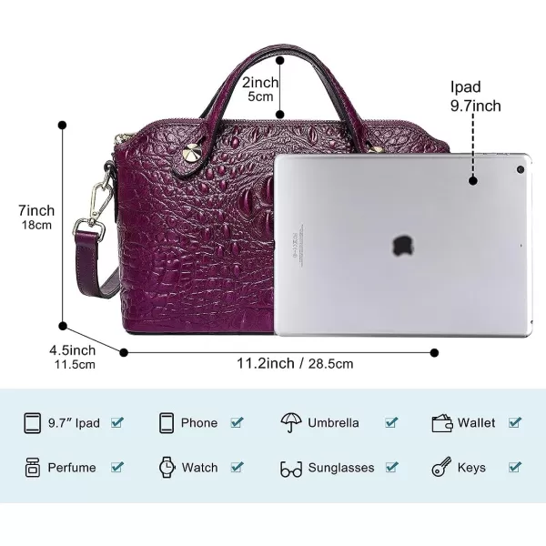 COOLCY Genuine Leather Purses for Women Crocodile Crossbody Small Satchel Bag Designer Shoulder Handbags for Ladies