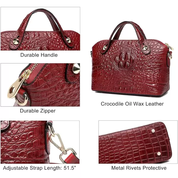 COOLCY Genuine Leather Purses for Women Crocodile Crossbody Small Satchel Bag Designer Shoulder Handbags for Ladies