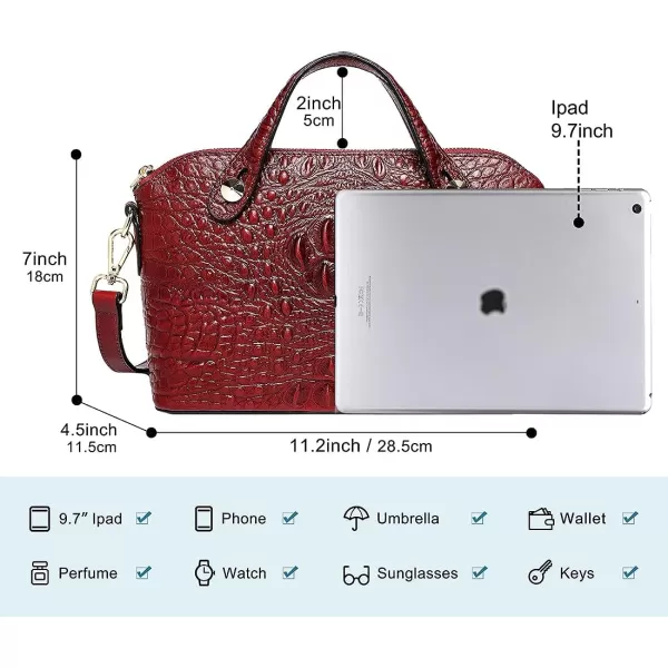 COOLCY Genuine Leather Purses for Women Crocodile Crossbody Small Satchel Bag Designer Shoulder Handbags for Ladies