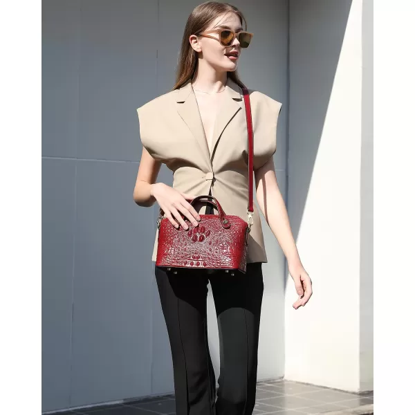 COOLCY Genuine Leather Purses for Women Crocodile Crossbody Small Satchel Bag Designer Shoulder Handbags for Ladies