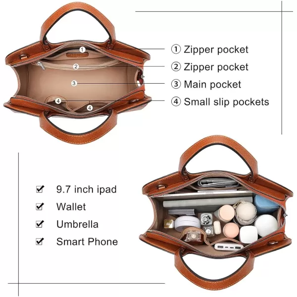 COOLCY Genuine Leather Satchel Purse for Women Handbags Crossbody Shoulder bags Designer Top Handle Tote Bag