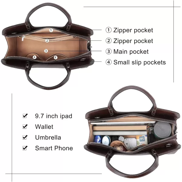 COOLCY Genuine Leather Satchel Purse for Women Handbags Crossbody Shoulder bags Designer Top Handle Tote Bag