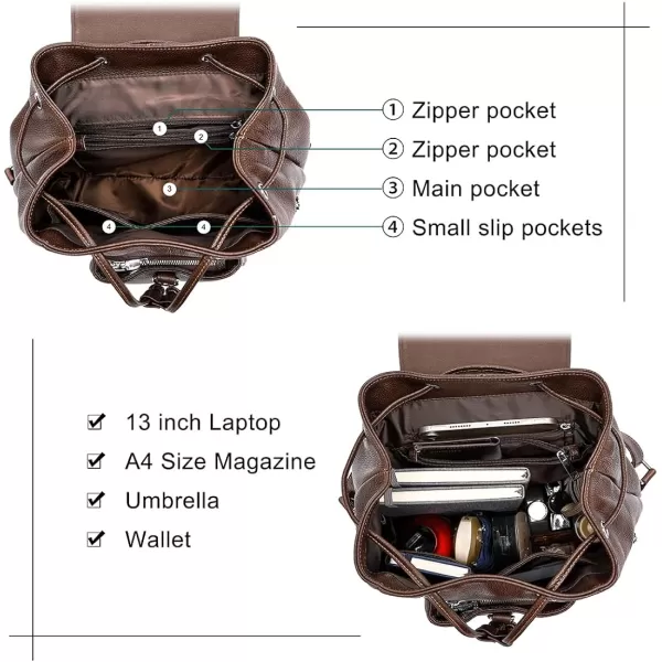 COOLCY New vintage Women Real Genuine Leather Backpack Purse SchoolBag